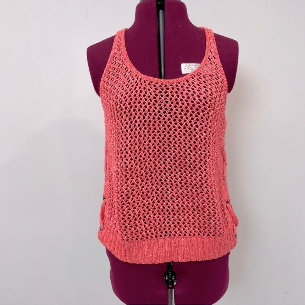 GUESS Pink Neat Knit Tank Top S Crochet Top